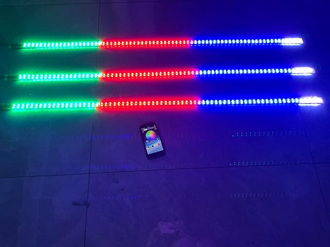 3PCS 1FT 2FT 3FT 4T 5FT 6.5FT Double Row Dual LEDs Dyanmic Symphony RGB Chasing Light Strips for Slingshot Wheel Car Truck Slingshot Hood Grille APP Remote (3PCS 3FT Double Row Light Strips)