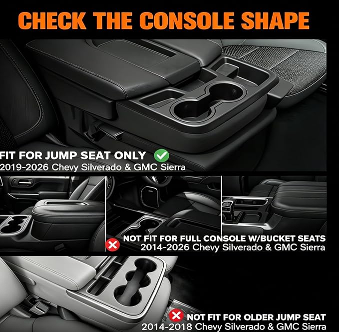 LFOTPP 2-in-1 Hanging Organizer Box for 2019-2026 Chevy Silverado & GMC Sierra 1500|2020-2026 Chevy Silverado &Sierra 2500HD 3500HD Center Console Organizer Accessories(Split-Bench Folding Seat Only)