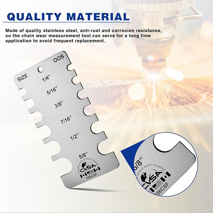 Brake Tech Tools Made in America Chain Wear Gauge Chainsafe Inspection Gauge - BT-106CSF
