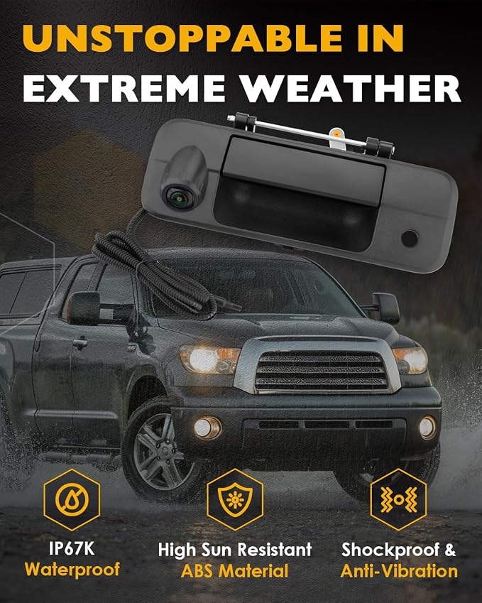 Rearview Mirror Monitor w/Backup Camera Tailgate Handle, Compatible with 2007-2013 Toyota Tundra, 4.3" Rear View, 170° Rear Viewing Angle, Waterproof Rear View Camera, Parking Assist Safety System