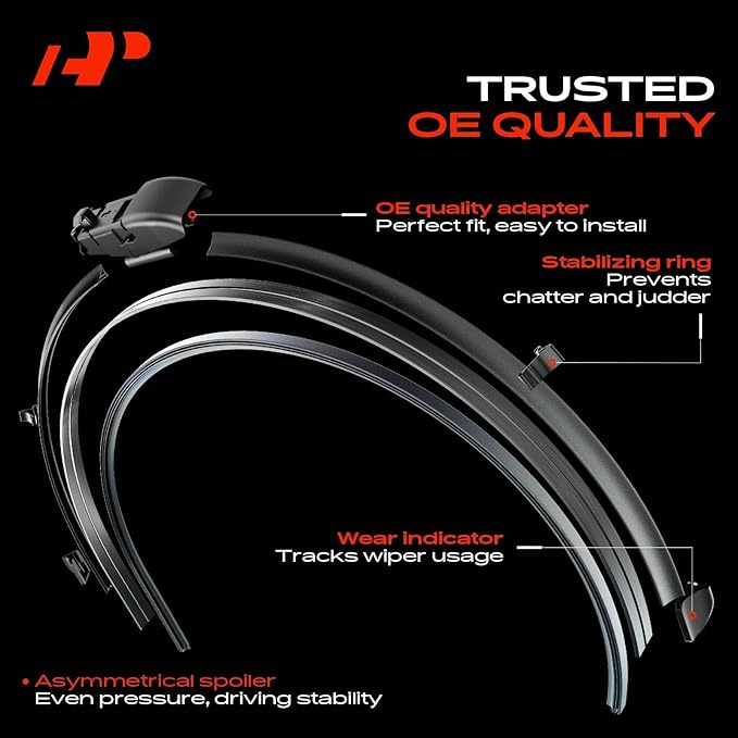 A-Premium APWB654 24"/18"/14" Windshield Wiper Blades Compatible with Mazda CX-5 2017-2024, CX-9 2016-2023 - Front Rear Wipers Blade Set for Gen2V5/RL2 Arm, with Wear Indicator & Towel (Pack of 3)