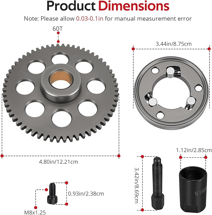 JAVIK Starter Clutch One Way Bearing Idler Gear Gasket & 30mmx1.5 Flywheel Puller Tool Kit For Kawasaki Bayou 220 250 KLF220 KLF250 1988-2011