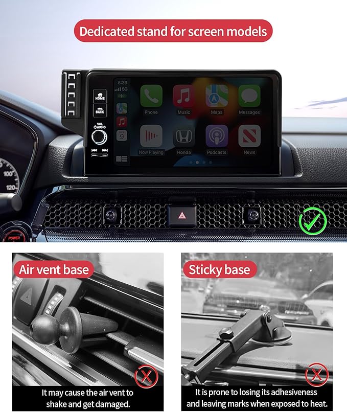 Wireless Charging Car Phone Holder for Honda HRV HR-V/CRV CR-V Hybrid 2023-2026, 7/9" Screen Fixed Clip, 360° Rotation Car Phone Mount Compatible with MagSafe