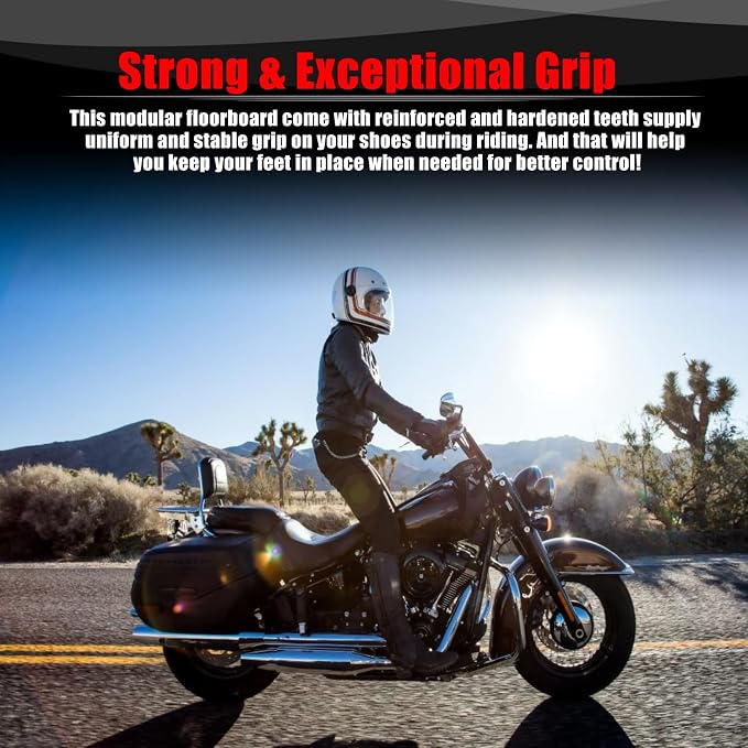 Goldfire 1 Pair Wide MX Foot Pegs Offroad Bagger Front Driver Floorboards Fit for Harley Touring Road King Street Glide 1986-2022 Softail Fatboy FL Dyna FLD 12-2016 (Chrome)
