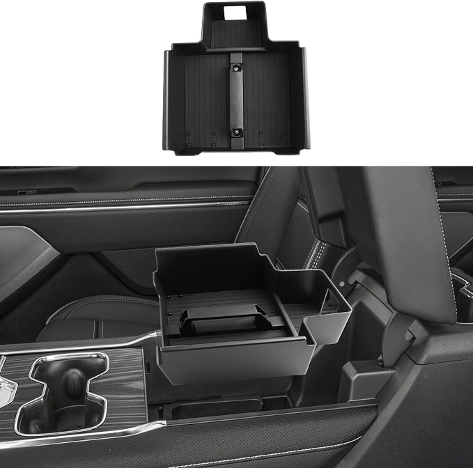 ECOZEN Lower Center Console Organizer For 2024-2026 Chevy Silverado EV/2024-2026 GMC Sierra EV Accessories - Armrest Storage Box With Handle For Silverado EV WT & Sierra EV Denali - Not For ICE Trim