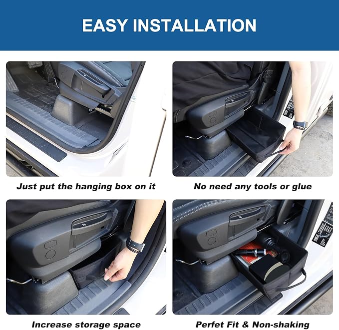 Compatible with Ineos Grenadier 2020-2024 Under Seat Storage Tray, Customized Oxford Cloth Driver Passenger Underseat Hidden Organizer Tool Box Organizer with Anti-slip and Handle (1PCS)