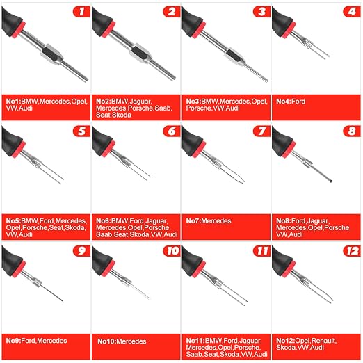 23-Piece Terminal Removal Tool Set with Stainless Steel Tips | Ergonomic Rubber Handle and Carrying Case, Universal Electrical Terminal Release Kit for Vehicles