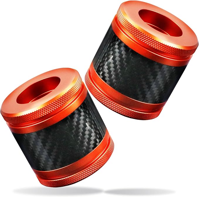 Crash Bar Sliders End Caps CNC Carbon Fiber Inlay Decorative Sliders Fits for 1.25" Front Engine Guard Rear Saddlebag Guard CNC 60mm (Orange)