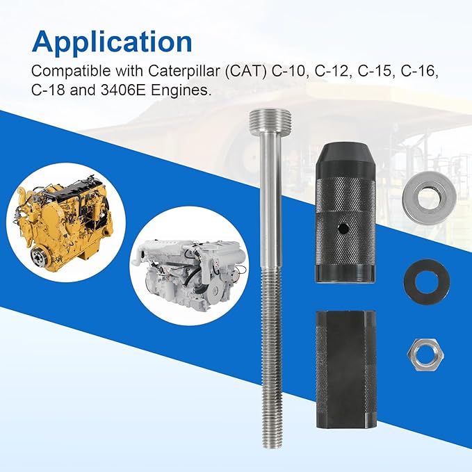 9U-6891 Injector Sleeve Cup Remover & Installer Set Compatible with CAT Caterpillar 3406E C10 C12 C15 C16 C18 Engine Heavy Duty Steel (6 PCS)