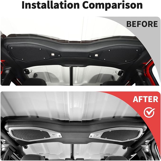 JWWY for Jeep JL Speaker Audio Trim Top & A Pillar Cover Trim for 2024 Jeep Wrangler JL JLU & Gladiator JT Accessories ABS 4PCS Silver