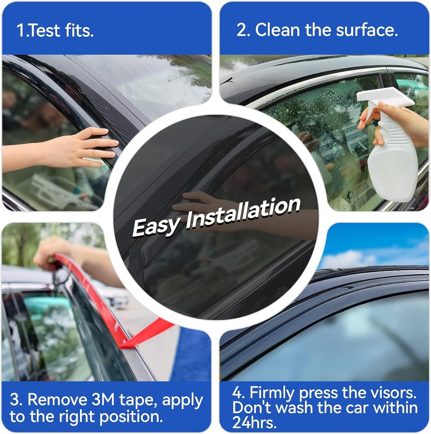 Window Visors Rain Guards for Honda Civic 2001 2002 2003 2004 2005, Out-Channel Window Vent Wind Deflectors Visors Shades for 01-05 Civic 4-Door Sedan