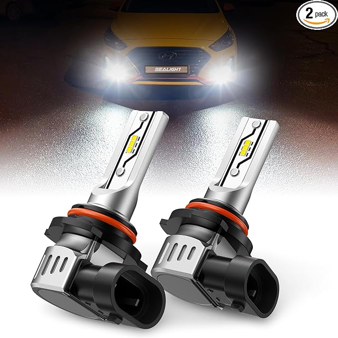 SEALIGHT H10 LED Fog Light Bulbs, 12000LM Strong Penetration 9040 9045 9140 9145 Fog Lights LED Bulbs Upgrade, 1:1 Size 6500K Cool White Fog Lights for Trucks Cars, Interior Lighting,Pack of 2