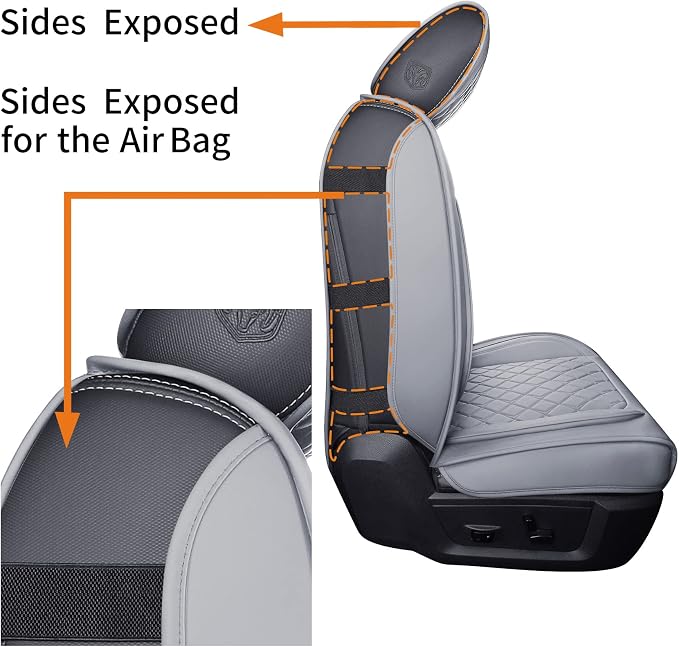 Aierxuan Dodge Ram Car Seat Covers Custom Fit 2009-2026 1500, 2010-2026 2500/3500 Laramie Big Horn Longhorn Crew Quad Regular Cab Waterproof Leather Truck Pickup Cushions (Full Set/Grey)