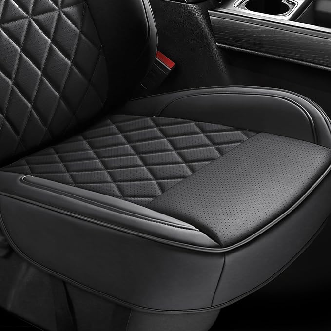 Custom Napa Leather Seat Covers for Chevy Silverado & GMC Sierra Crew Double Cab, Compatible with 2019-2026 1500 and 2020-2026 2500HD 3500HD(Front Pair, Black 2pcs)