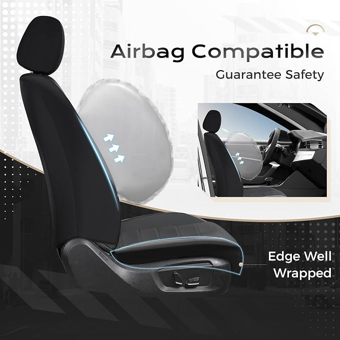 Coverado Rear Seat Covers for Cars Luxury Faux Leather Waterproof Automotive Seat Protector Universal Fit for Most Cars SUV Trucks, Black