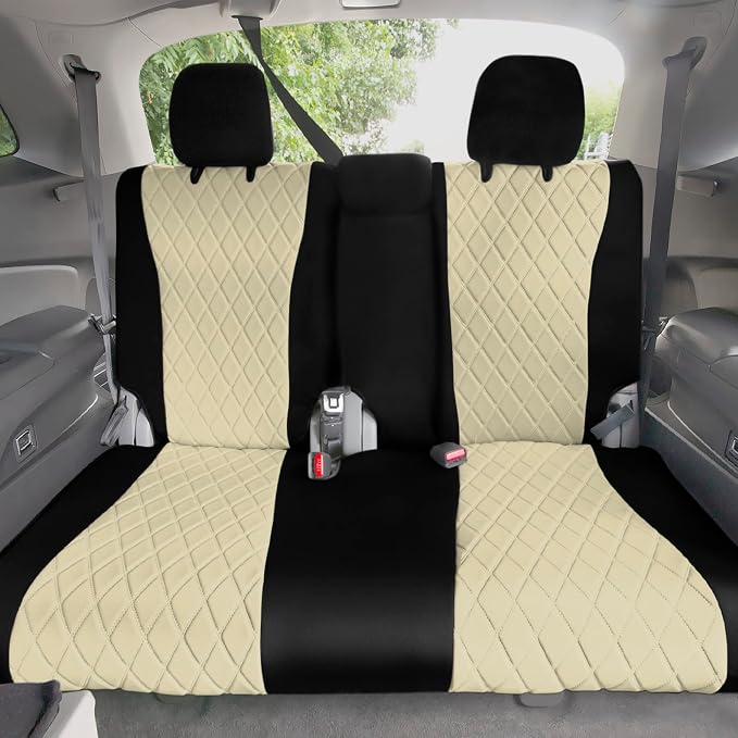 FH Group Custom Fit Car Seat Covers Specifically Made for 2016–2022 Honda Pilot, 3rd Row Set Beige Ultraflex Neoprene, Waterproof Car Seat Cover, Honda Accessories