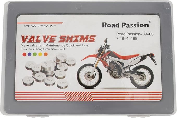Road Passion 7.48mm Valve Shims Kit 1.2mm-3.5mm in 0.05mm increment 188 Pieces Replacement for Suzuki RF900 1994-1997/ RMZ250 2004-2018/ SV650 1999-2008/ SV650A ABS 2007-2008