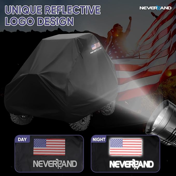NEVERLAND UTV Covers Heavy Duty, 300D UTV Cover 2-3 Seater All-Weather Protection, Side by Side Cover Waterproof Outdoor Compatible with Honda Pioneer Polaris Ranger 114"x 65"x 73" (American Flag)