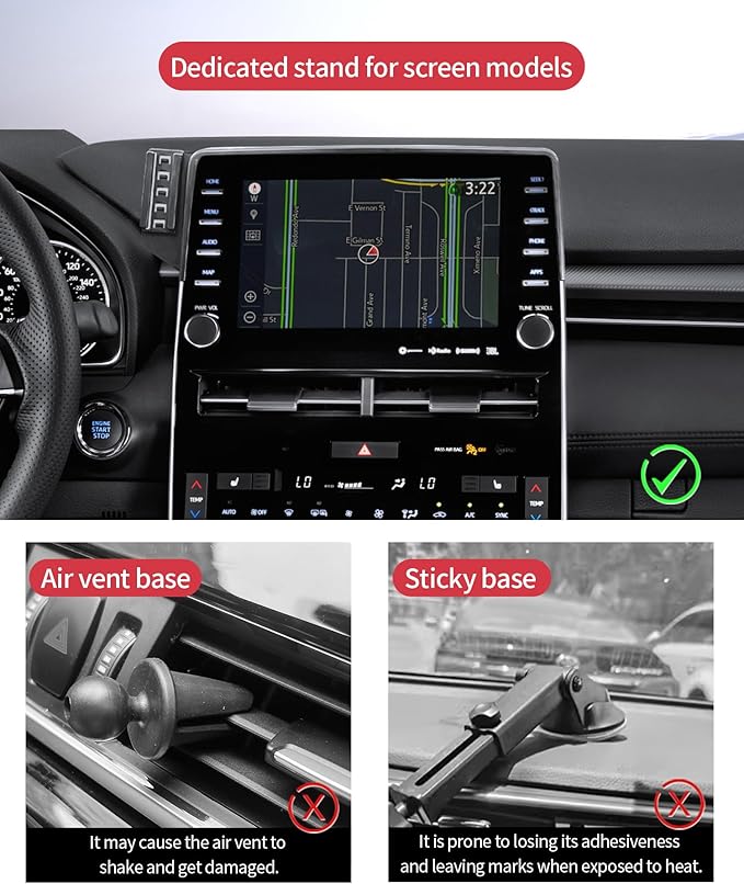 Wireless Charging Car Phone Holder for Toyota Avalon 2019-2022, 9" Screen Fixed Clip, 360° Rotation Car Phone Mount Compatible with MagSafe