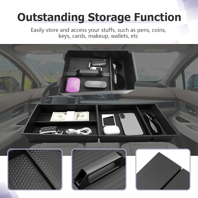 LUWU Center Console Organizer for 2025 2026 Nissan Murano SL/SV/Platinum Accessories Armrest Storage Box, Lower Console Organizers Murano 2026 Accessories 3-Pack