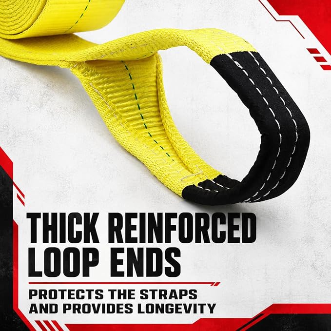 BoxerTool BXT Recovery Tow Straps 4" X 20' - Heavy Duty Reinforced Loops Emergency Off Road Towing Rope and Winch Extension - Box Truck - Commercial Vehicle - Off Road