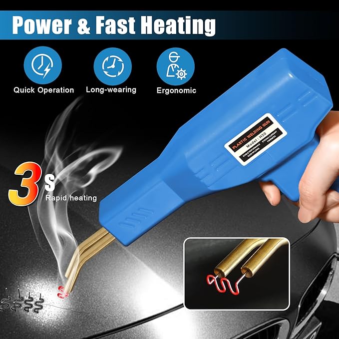 ATOLS Upgraded Plastic Welder, 1000PCS Staples, Pure Copper Transformer, Rapid Heating, Plastic Welding Kit, Hot Stapler Kit, Plastic Welder Gun Kit, Car Bumper Repair Kit, Plastic Repair Kit