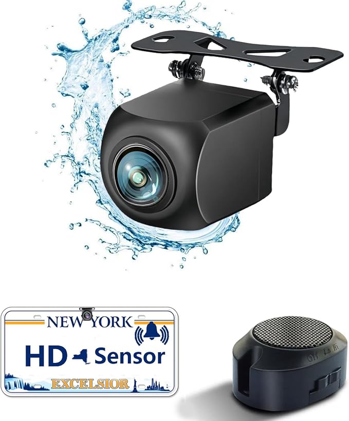 Alarm Sensor 1080P Backup Camera with 5 inch Monitor Rear View Reverse Camera Universal for Pickup Truck Car SUV 170 Degree Perfect Angle Night Vision IP69 Waterproof DLD5C