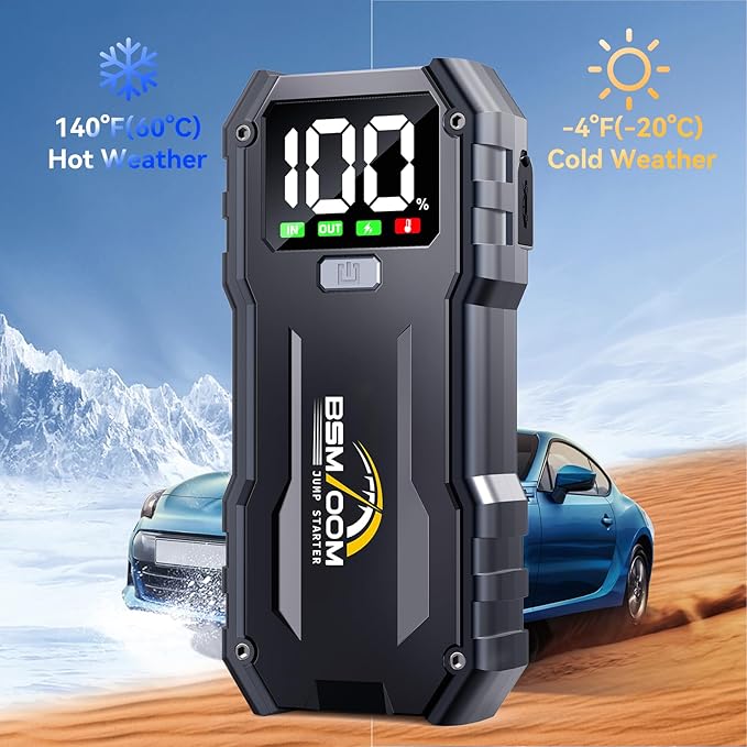 Jump Starter, 7000A 26800mAh Jump Starter Battery Pack, Car Jump Starter Battery Pack for up to All Gas and 10.0L Diesel Engines with LED Display, LED Light, Power Bank with Type C Port