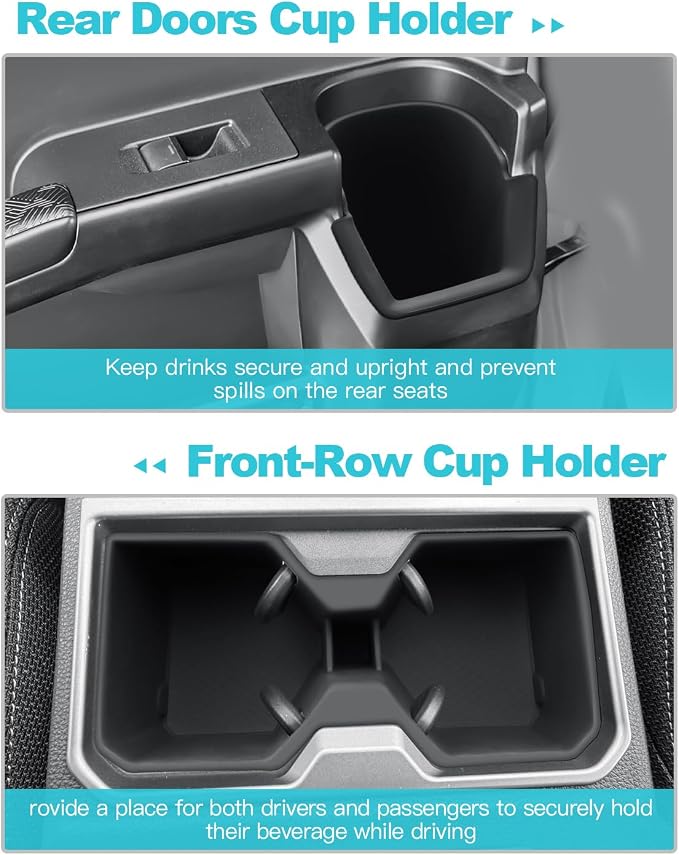 CDEFG 3Pcs for 2025 2026 Toyota 4Runner Center Console Organizer Middle Console Storage Cup Holders for 2025 2026 Toyota 4Runner Accessories Rear Door Cup Holders