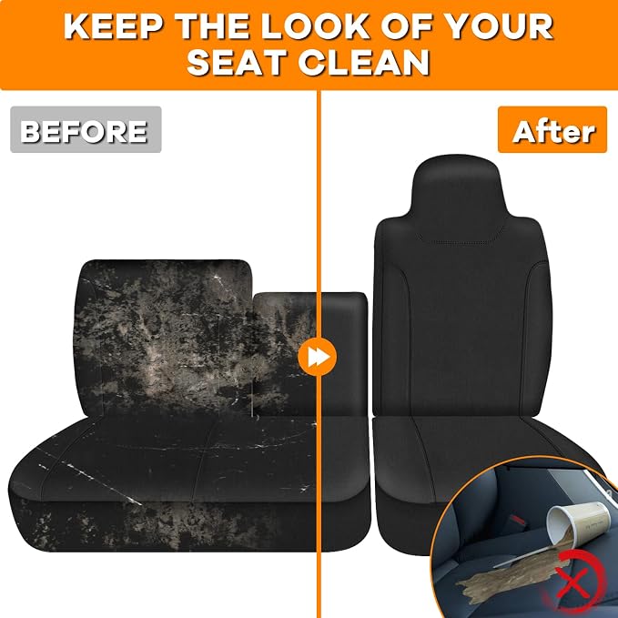 Truck Seat Cover Compatible with 1995-2005 Isuzu NPR Front 40/60 Split Bench Seat Cover (Black, 1995-2005)