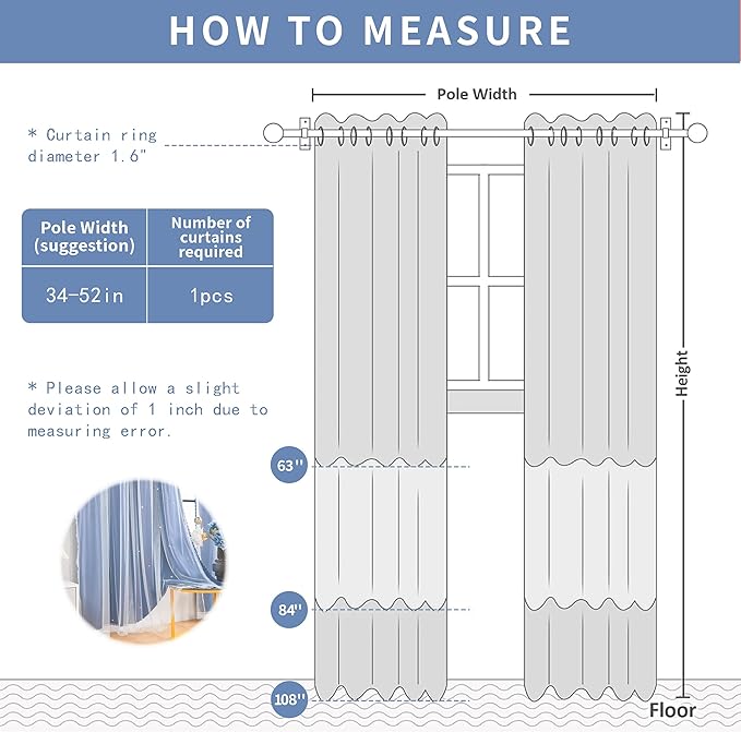 XiDi Blackout Curtains for Bedroom & Living Room - Double Layer, 84 Inch Long Navy Blue Unicorn Curtains for Kids & Girls Room