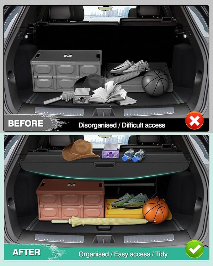 Powerty Retractable Cargo Cover for Cadillac XT5 2020-2023, Canvas Texture Trunk Cover Privacy Screen Rear Security Shade for XT5 Accessories