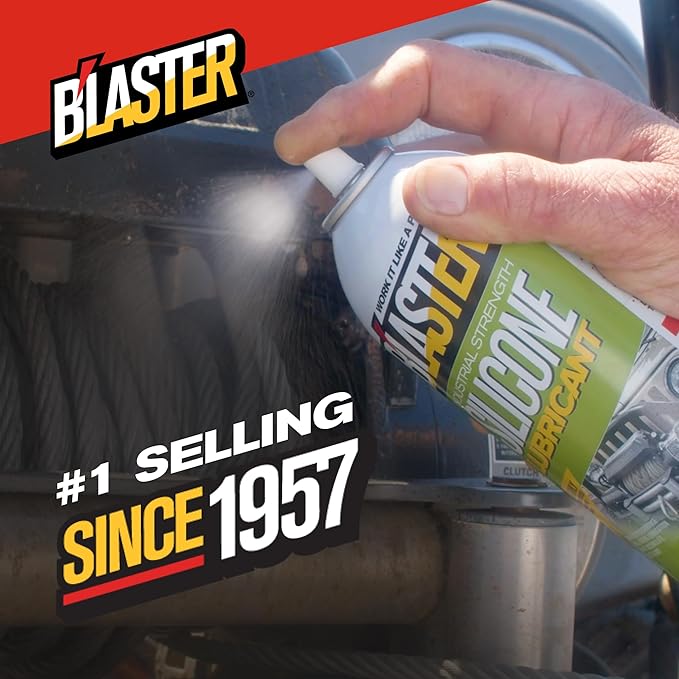B’Laster Silicone Lubricant Spray, 11 oz Aerosol Cans (12-Pack) – Silicone Spray Lubricant for Rubber & Plastic, Garage Door & Window Track Lubricant, Clean Non-Greasy Finish