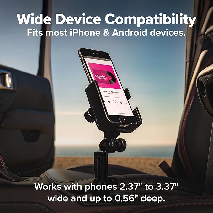 WeatherTech CupFone with Extension – Adjustable, Universal Cup Holder Cell Phone Mount Car & Truck Accessory – Best Design for iPhone & Smartphone Charging – Gold Metal Knobs
