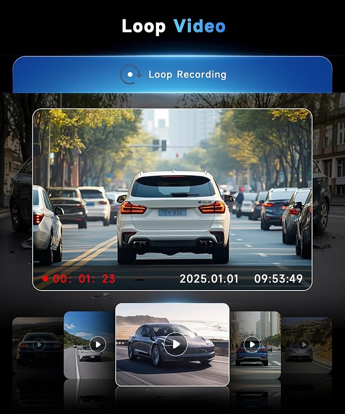 4 Channel 360° Dash Camera Front and Rear Inside Left Right, 3 Inch Dash Cam Support WiFi, Built-in Night Vision Sensitive Motion Detection 24/7 Recording Parking Mode Monitor Reversing Help