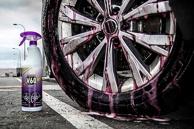 Sisbrill V60 Sport Wheel and Tire Cleaner Spray – pH Neutral Car Wheel Cleaner, Gecko Spray Effect, Safe Brake Dust Remover – 1.3 Gal