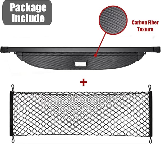 Cargo Cover for Subaru Crosstrek Accessories 2024-2025, Carbon Fiber Texture Retractable Trunk Cover Security Shielding Shade for 2024-2025 Subaru Crosstrek Accessories (Carbon Fiber Texture)