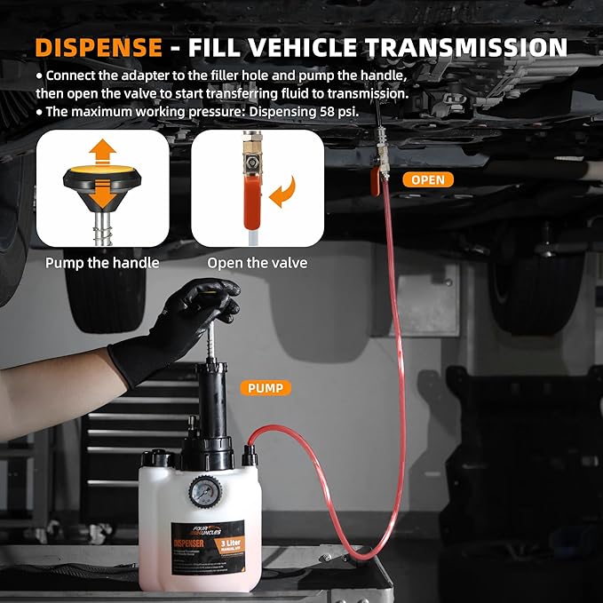 FOUR UNCLES Transmission Fluid Pump - Manual Fluid Transfer Pump with ATF Adapters for Automotive Use, Transmission Fluid Transfer Pump kit
