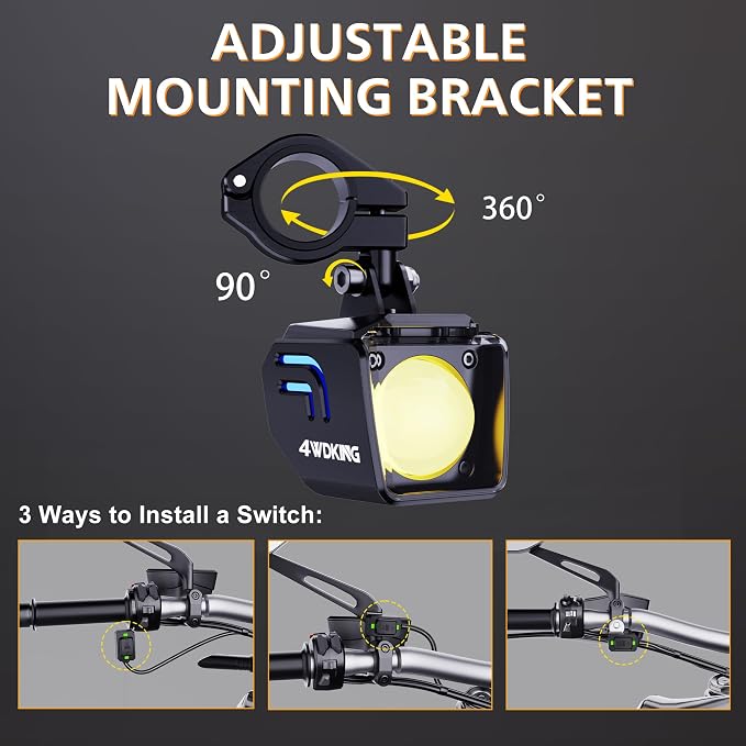 4WDKING 2 Inch Motorcycle Fog Lights, Dual Color LED Pods with Blue Backlight, Offroad Auxiliary Driving Lights, 10000 Lumens Spot & Flood Beams, IP68 Waterproof for ATV UTV SUV Truck Boat, 2 Pack