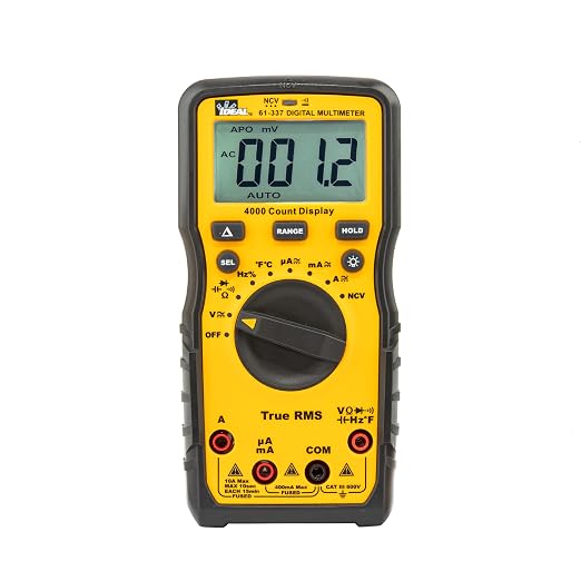 Ideal Electrical 61-337 Auto Range Digital Multimeter with NCVT and Temperature, 600V, CAT III