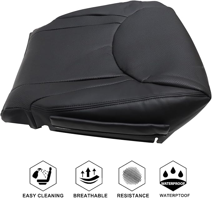 NLQR Front Driver and Passenger Side Bottom & Top Back Replacement Seat Covers Black Perforated Microfiber Leather Compatible with Lexus LS430 2001 2002 2003 2004 2005 2006