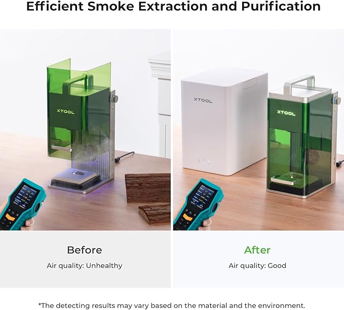 xTool F1 Desktop Smoke Air Purifier, Fume Extractor with 3-layer filtration, Hepa Portable for xTool F1 Laser Engraver only, Air Purifier for Laser Engraver for Wood and Metal