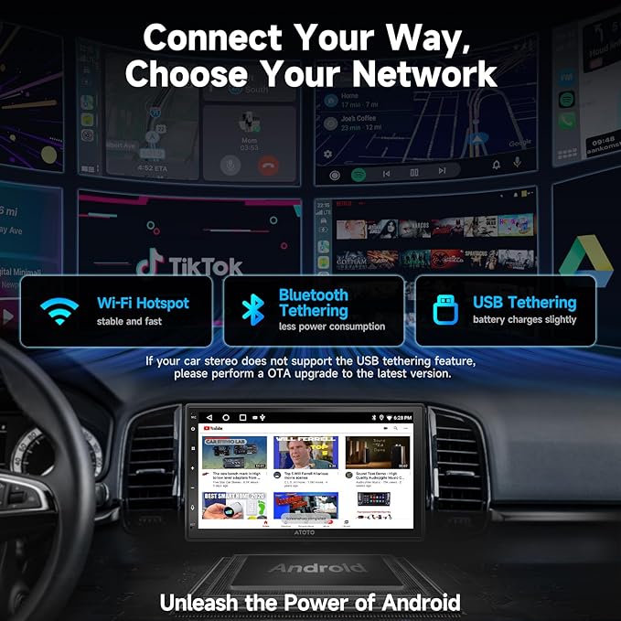 ATOTOZONE AC-4450 Bluetooth OBDII/OBD2 Car Diagnostic Scanner/Scan Tool,for A5LG2B7T-S12,7 Inch Android Car Radio Double Din with Backup Camera & DVR Dashcam, Wireless CarPlay Android Auto Car Stereo