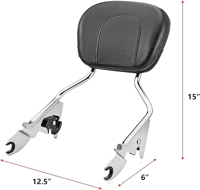 Dasen Detachable Sissy Bar Compatible with Harley Touring, Passenger Backrest Quick-Release Fit Touring Road Glide Street Glide Electra Glide Road King 2009-2025 Chrome