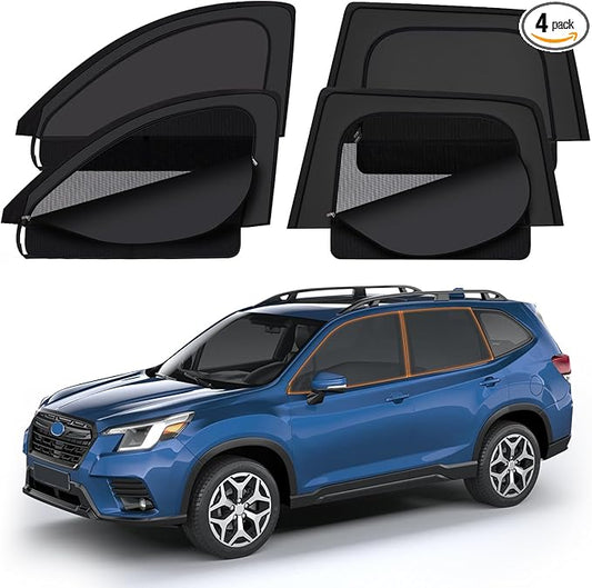 XCBYT Forester Window Sunshades for 2019–2023, Dual Layer Car Window Covers with Breathable Mesh & Blackout Cloth, 99% UV Protection Privacy Curtains for Car Camping, Sleeping & Rest (4 PCS)