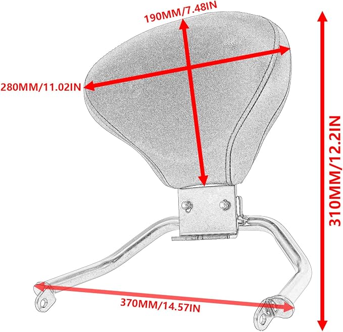 Motorcycle Sissy Bar Backrest for Kawasaki Eliminator 500 2025 2026 Eliminator500 Detachable Driver Passenger Back Rest Upright Rear Seat Leather