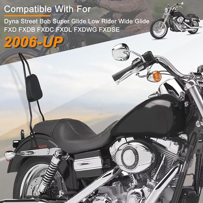AUFER Detachable Black Passenger Backrest Sissy Bar With Back Rest Pad Compatible With For Harley Dyna Street Bob Super Glide Low Rider Wide Glide FXD FXDB FXDC FXDL FXDWG FXDSE 2006-UP