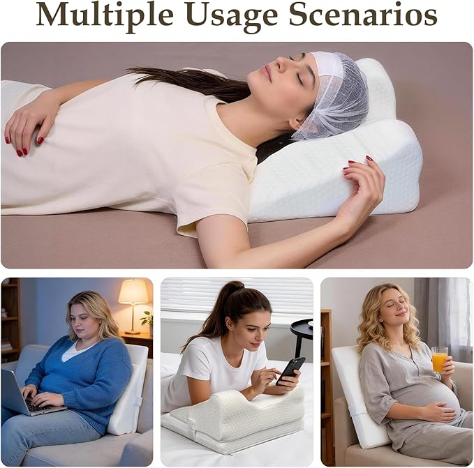 Memory Foam Post Face Lift Surgery Pillow Adjustable Height Support Back Sleeping Training Pillow Flawless Face Pillows for Facelift Nose Job Hair Transplant