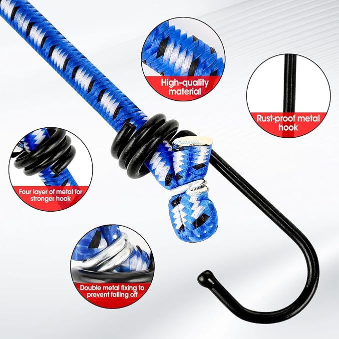 42 Pack Premium Bungee Cords with Hooks, Heavy Duty Outdoor Bungee Cords Assorted Sizes18, 24", 30", 36", 48" Bungie Cord Bundle for Camping Truck Tent Tarp Cargo Securing
