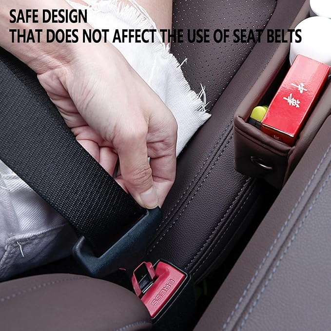 2 Pack Universal Fit Car Gap Filler, Premium Leather Seat Gap Filler Organizer, Car SUV Truck Essentials (Brown 2 pack)